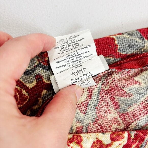 POTTERY BARN Linen Blend Floral Pillow Cover Set Of 2 20x20 Classic Traditional - Picture 8 of 16